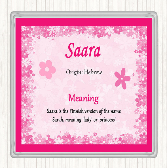 Saara Name Meaning Drinks Mat Coaster Pink