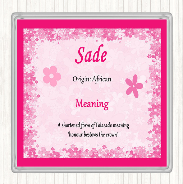 Sade Name Meaning Drinks Mat Coaster Pink