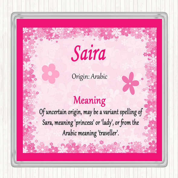 Saira Name Meaning Drinks Mat Coaster Pink