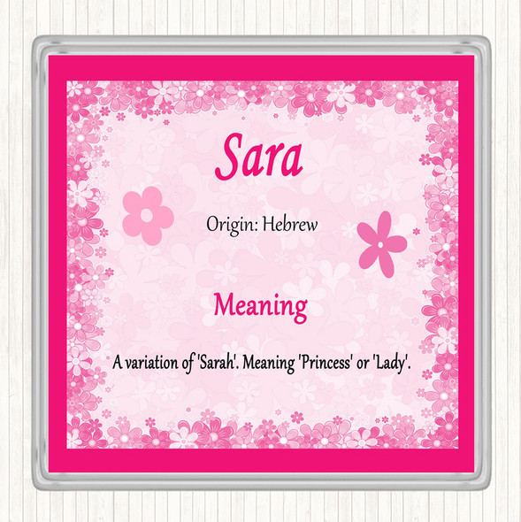 Sara Name Meaning Drinks Mat Coaster Pink