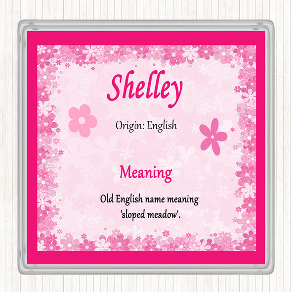 Shelley Name Meaning Drinks Mat Coaster Pink