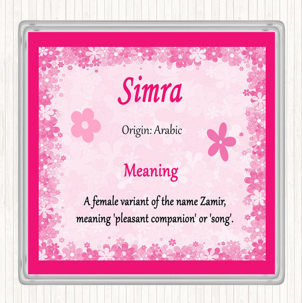 Simra Name Meaning Drinks Mat Coaster Pink