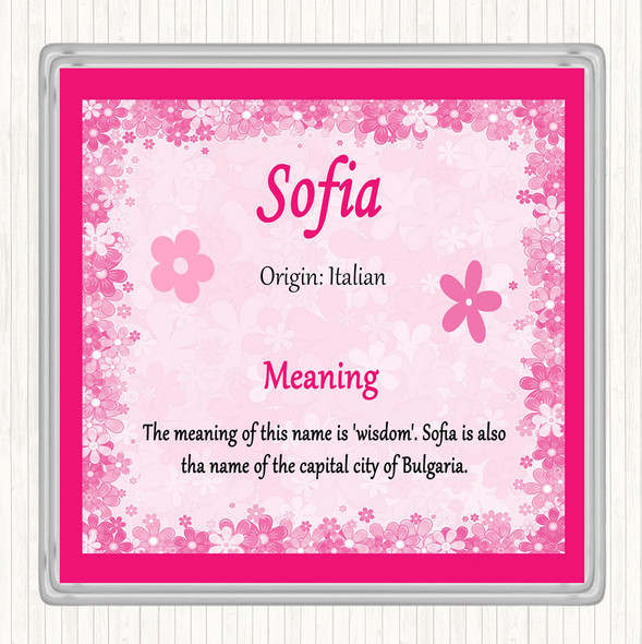 Sofia Name Meaning Drinks Mat Coaster Pink