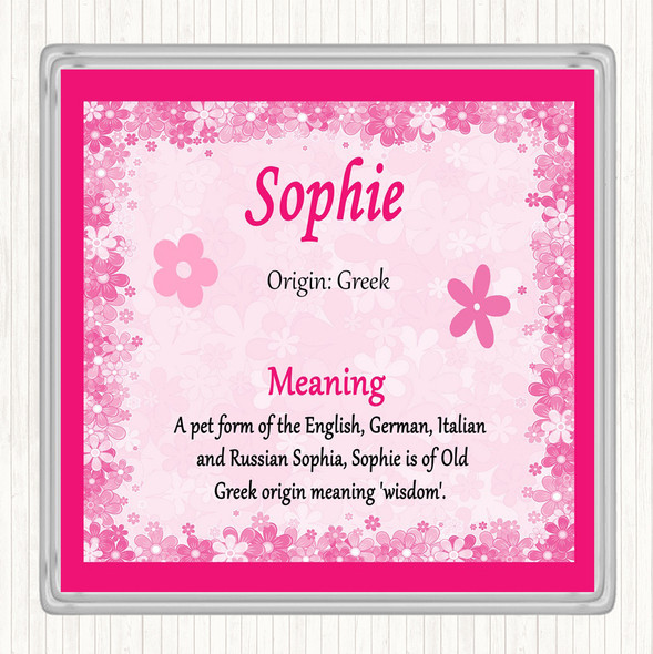 Sophie Name Meaning Drinks Mat Coaster Pink