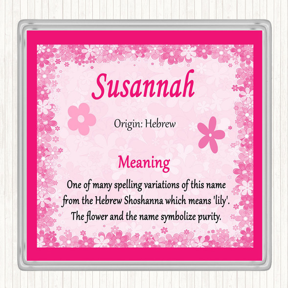 Susannah Name Meaning Drinks Mat Coaster Pink