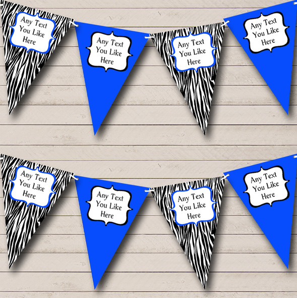 Zebra Print & Royal Blue Personalised Hen Do Night Party Bunting