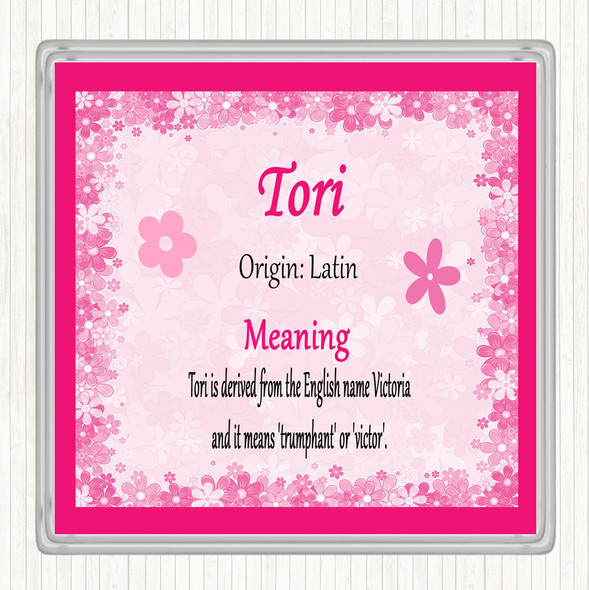 Tori Name Meaning Drinks Mat Coaster Pink