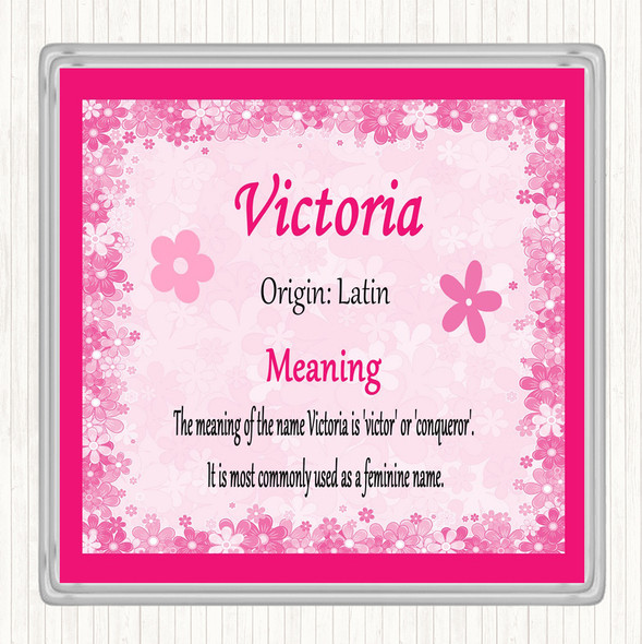 Victoria Name Meaning Drinks Mat Coaster Pink