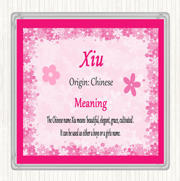 Xiu Name Meaning Drinks Mat Coaster Pink
