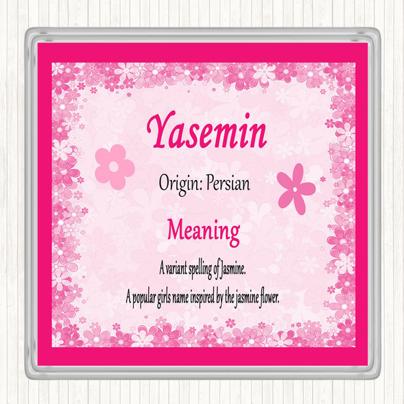 Yasemin Name Meaning Drinks Mat Coaster Pink