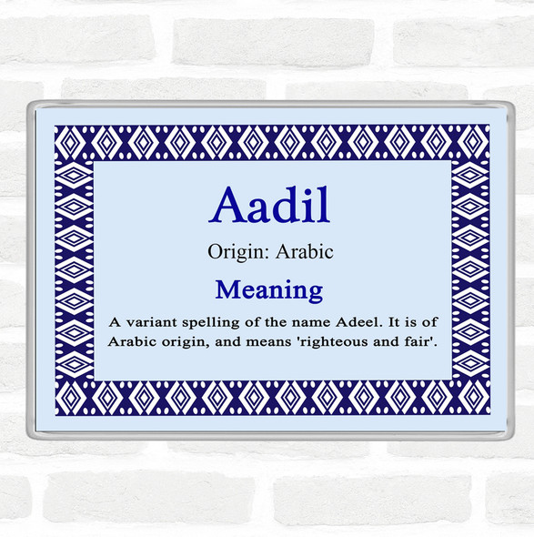 Aadil Name Meaning Jumbo Fridge Magnet Blue