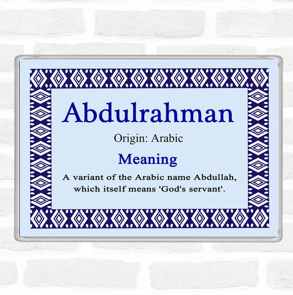 Abdulrahman Name Meaning Jumbo Fridge Magnet Blue