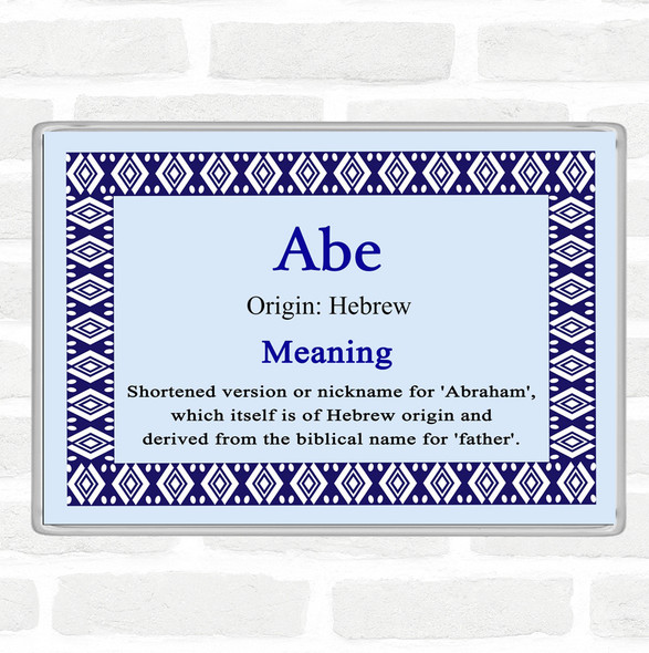 Abe Name Meaning Jumbo Fridge Magnet Blue