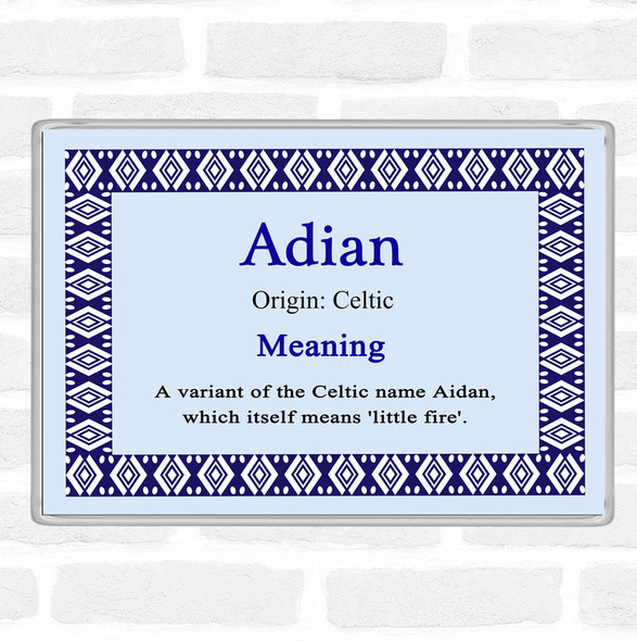 Adian Name Meaning Jumbo Fridge Magnet Blue