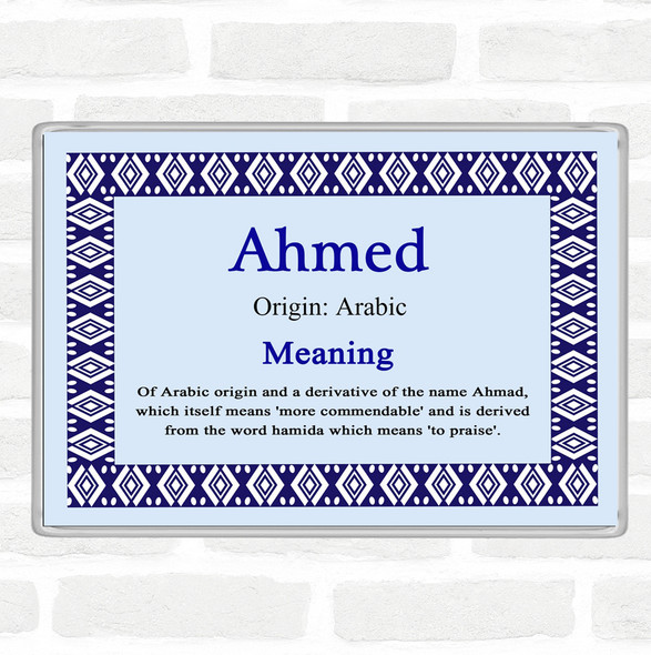 Ahmed Name Meaning Jumbo Fridge Magnet Blue