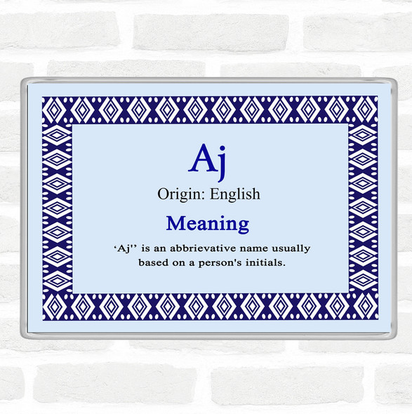 Aj Name Meaning Jumbo Fridge Magnet Blue