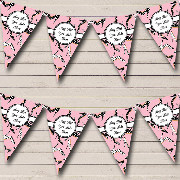 Stiletto Shoes Pink & Black Personalised Hen Do Night Party Bunting