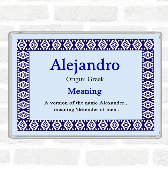 Alejandro Name Meaning Jumbo Fridge Magnet Blue