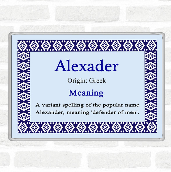 Alexader Name Meaning Jumbo Fridge Magnet Blue