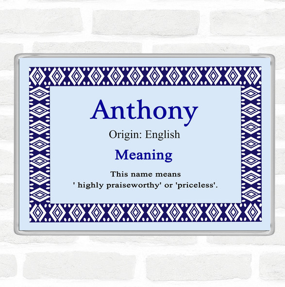 Anthony Name Meaning Jumbo Fridge Magnet Blue