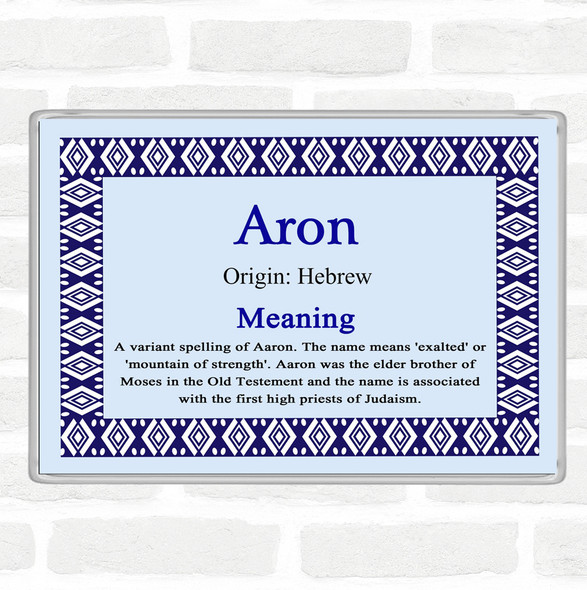 Aron Name Meaning Jumbo Fridge Magnet Blue