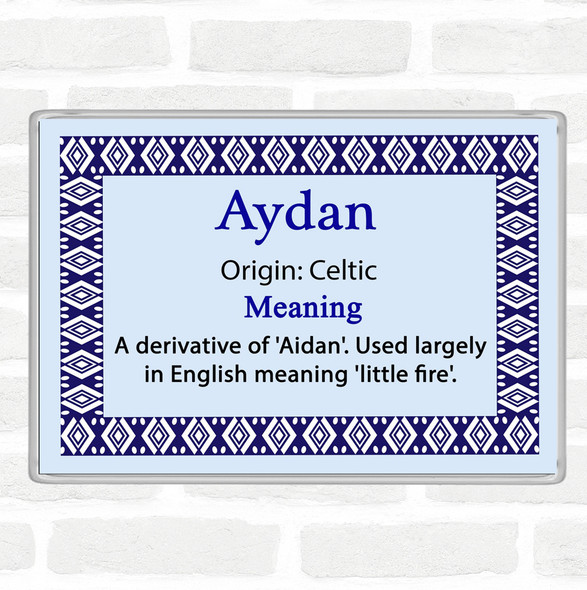 Aydan Name Meaning Jumbo Fridge Magnet Blue