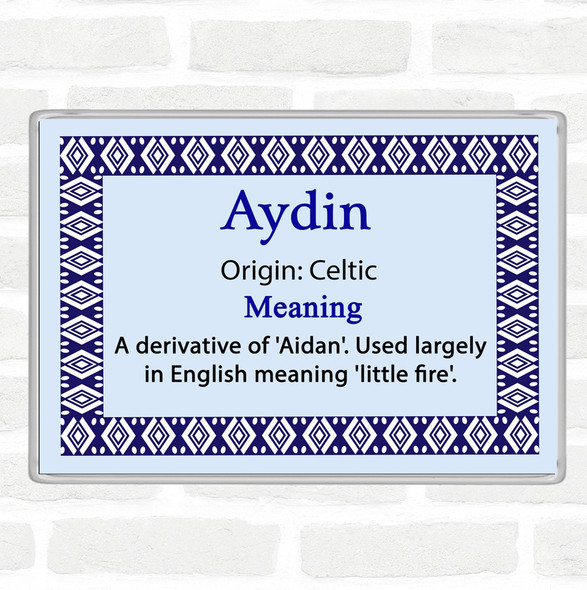 Aydin Name Meaning Jumbo Fridge Magnet Blue