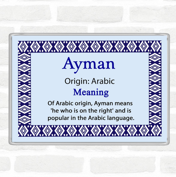 Ayman Name Meaning Jumbo Fridge Magnet Blue