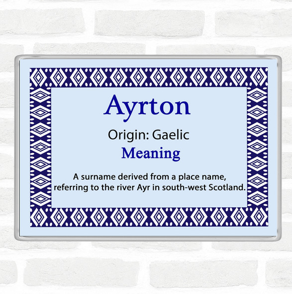 Ayrton Name Meaning Jumbo Fridge Magnet Blue