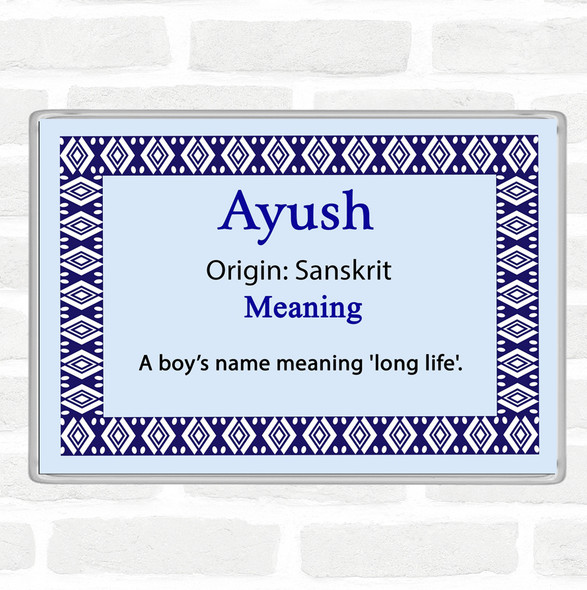 Ayush Name Meaning Jumbo Fridge Magnet Blue
