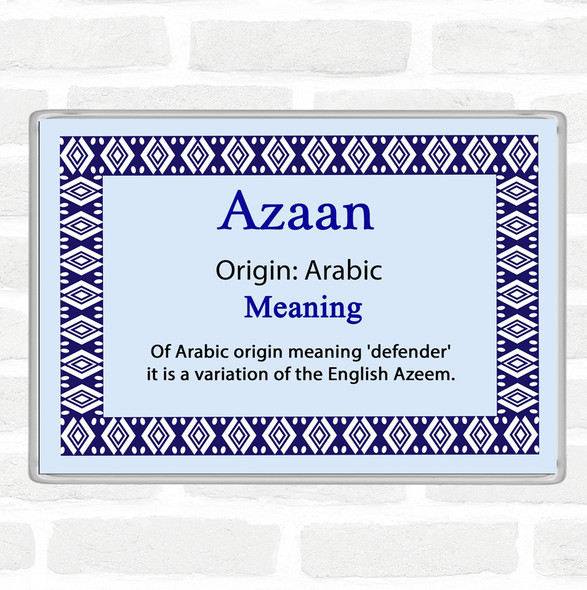 Azaan Name Meaning Jumbo Fridge Magnet Blue