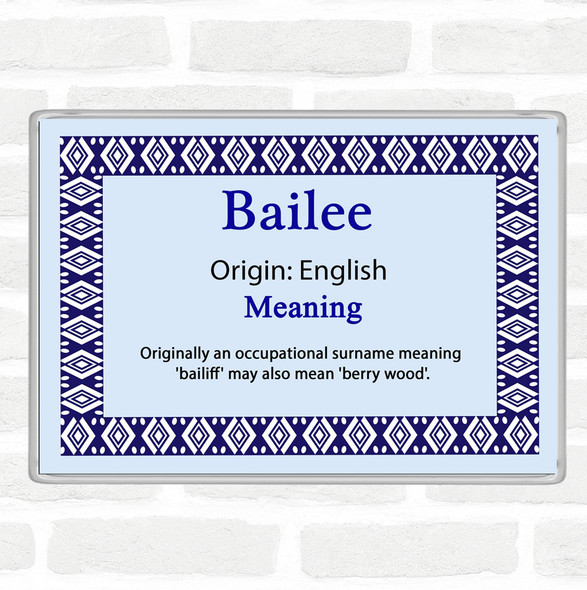 Bailee Name Meaning Jumbo Fridge Magnet Blue