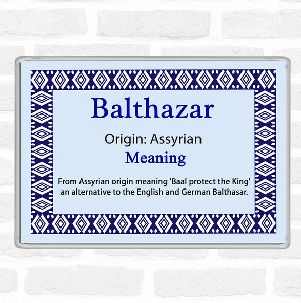 Balthazar Name Meaning Jumbo Fridge Magnet Blue