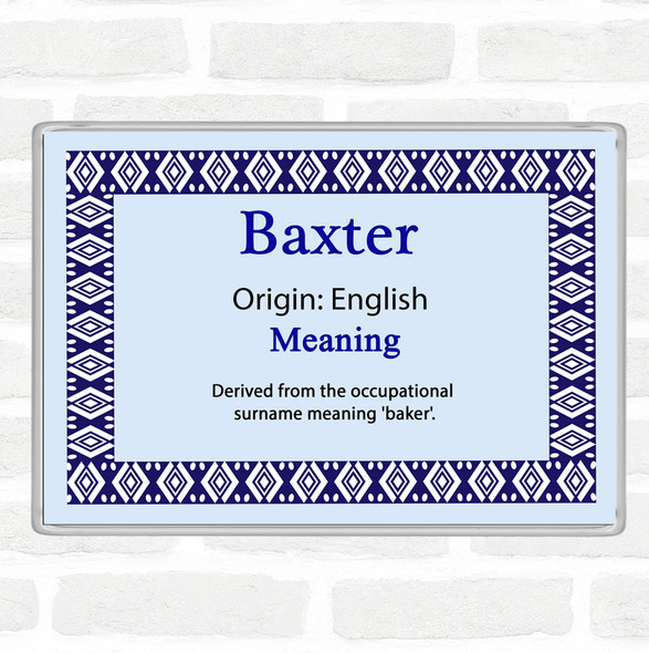 Baxter Name Meaning Jumbo Fridge Magnet Blue