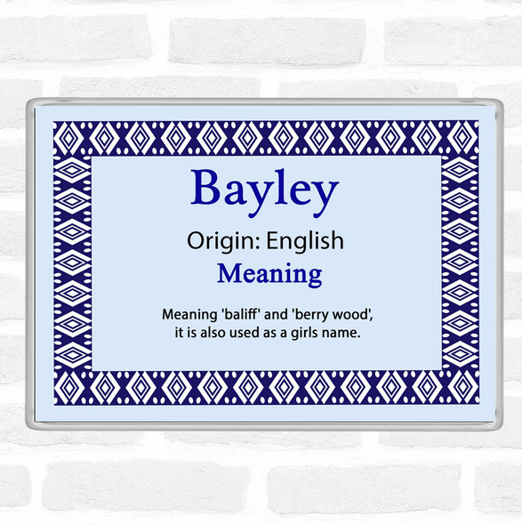 Bayley Name Meaning Jumbo Fridge Magnet Blue