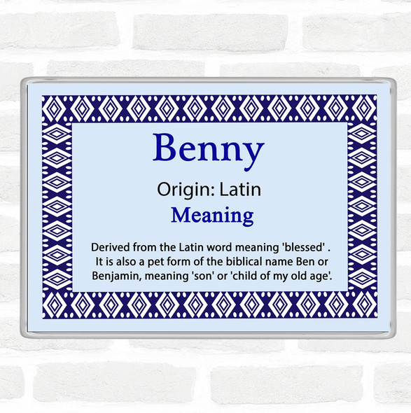 Benny Name Meaning Jumbo Fridge Magnet Blue