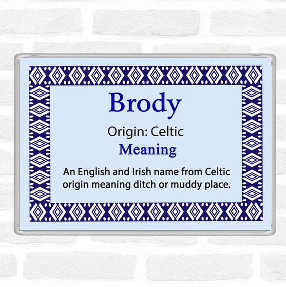 Brody Name Meaning Jumbo Fridge Magnet Blue