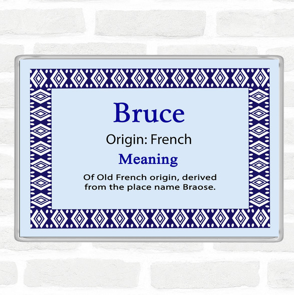 Bruce Name Meaning Jumbo Fridge Magnet Blue