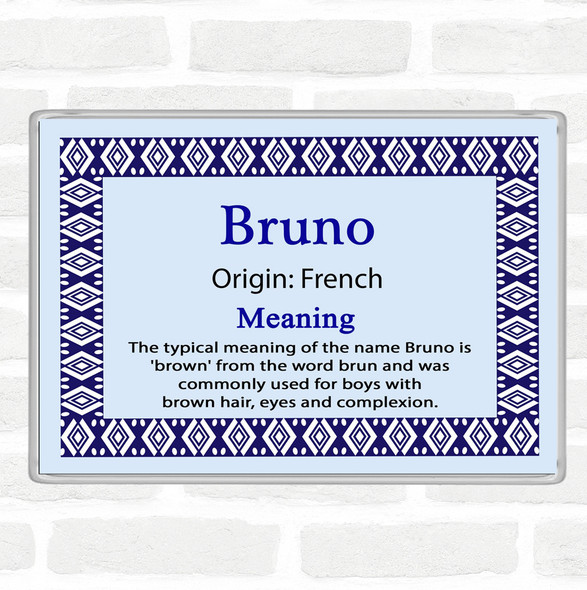 Bruno Name Meaning Jumbo Fridge Magnet Blue