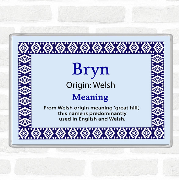Bryn Name Meaning Jumbo Fridge Magnet Blue