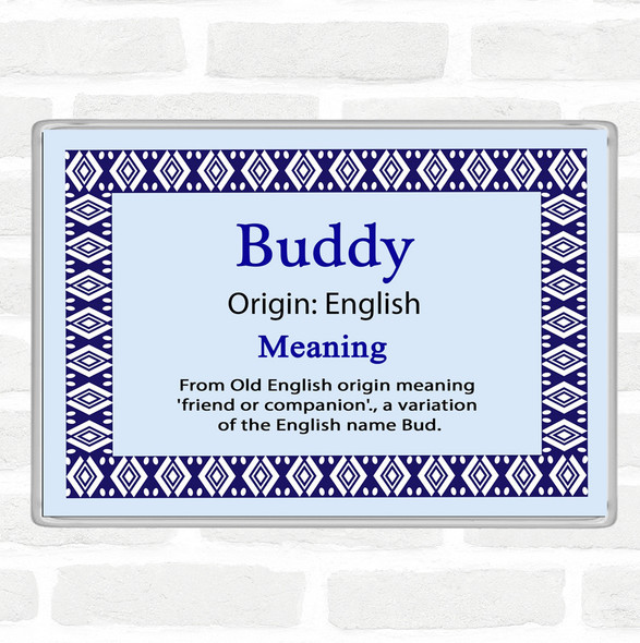 Buddy Name Meaning Jumbo Fridge Magnet Blue