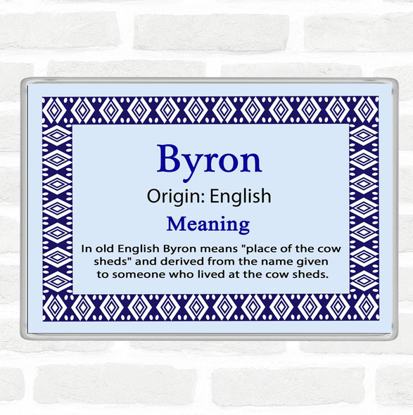Byron Name Meaning Jumbo Fridge Magnet Blue