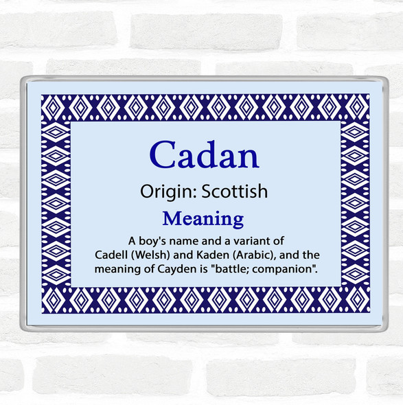 Cadan Name Meaning Jumbo Fridge Magnet Blue