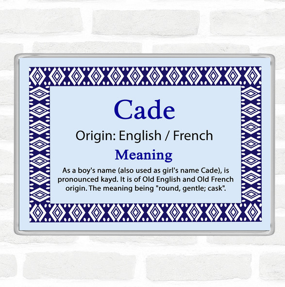 Cade Name Meaning Jumbo Fridge Magnet Blue