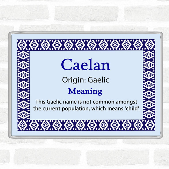 Caelan Name Meaning Jumbo Fridge Magnet Blue