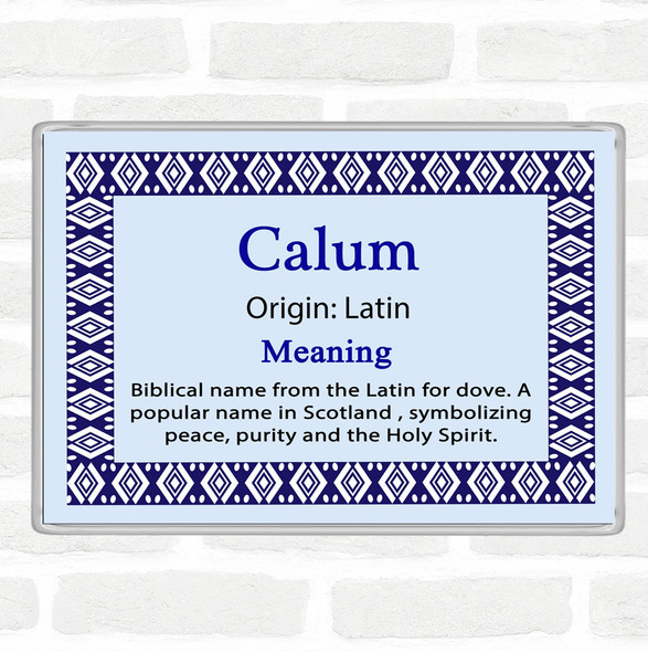 Calum Name Meaning Jumbo Fridge Magnet Blue