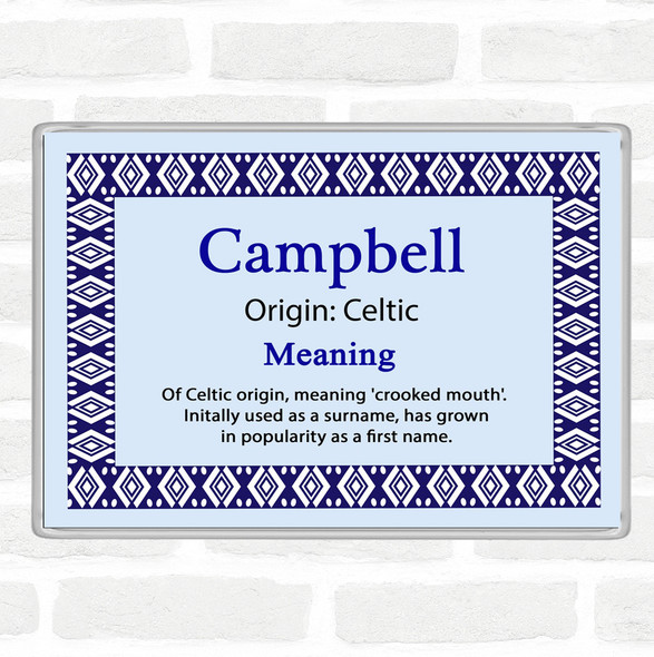 Campbell Name Meaning Jumbo Fridge Magnet Blue