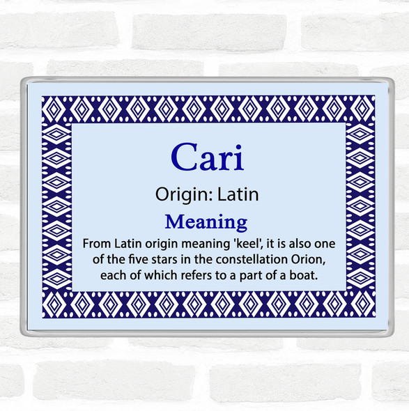 Cari Name Meaning Jumbo Fridge Magnet Blue