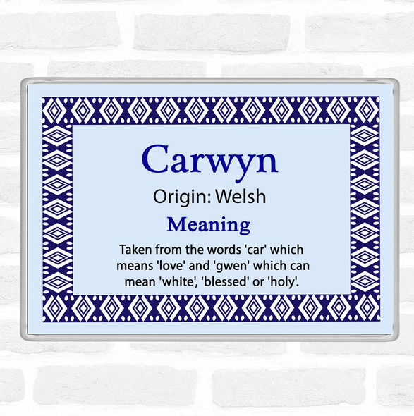 Carwyn Name Meaning Jumbo Fridge Magnet Blue