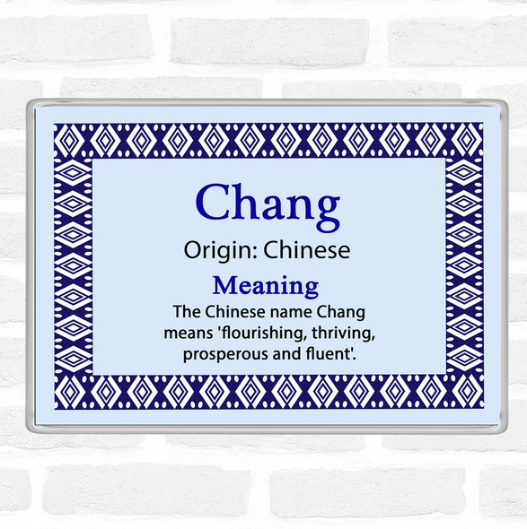 Chang Name Meaning Jumbo Fridge Magnet Blue